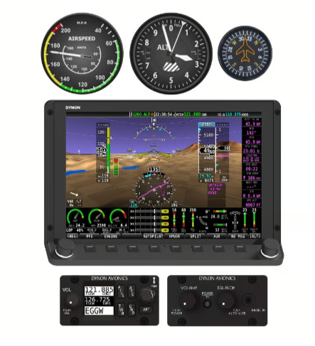 Dynon Single HDX 1100 with Integrated Dynon Radio and Transponder, Dynon Engine Monitoring and Digital Fuel Gauge